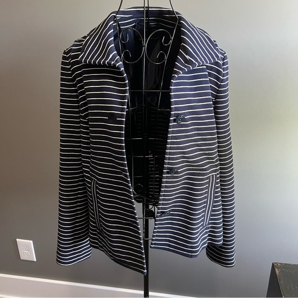 Talbots Navy and White Striped Preppy Nautical Blazer - Picture 2 of 10